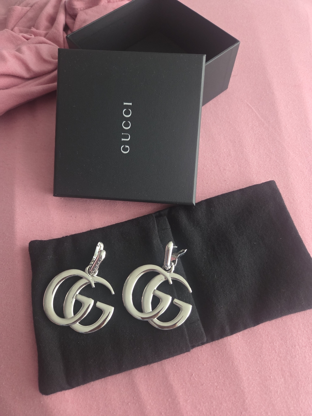 Gucci Silver MARMONT  Double G Drop Earrings - RUNWAY!